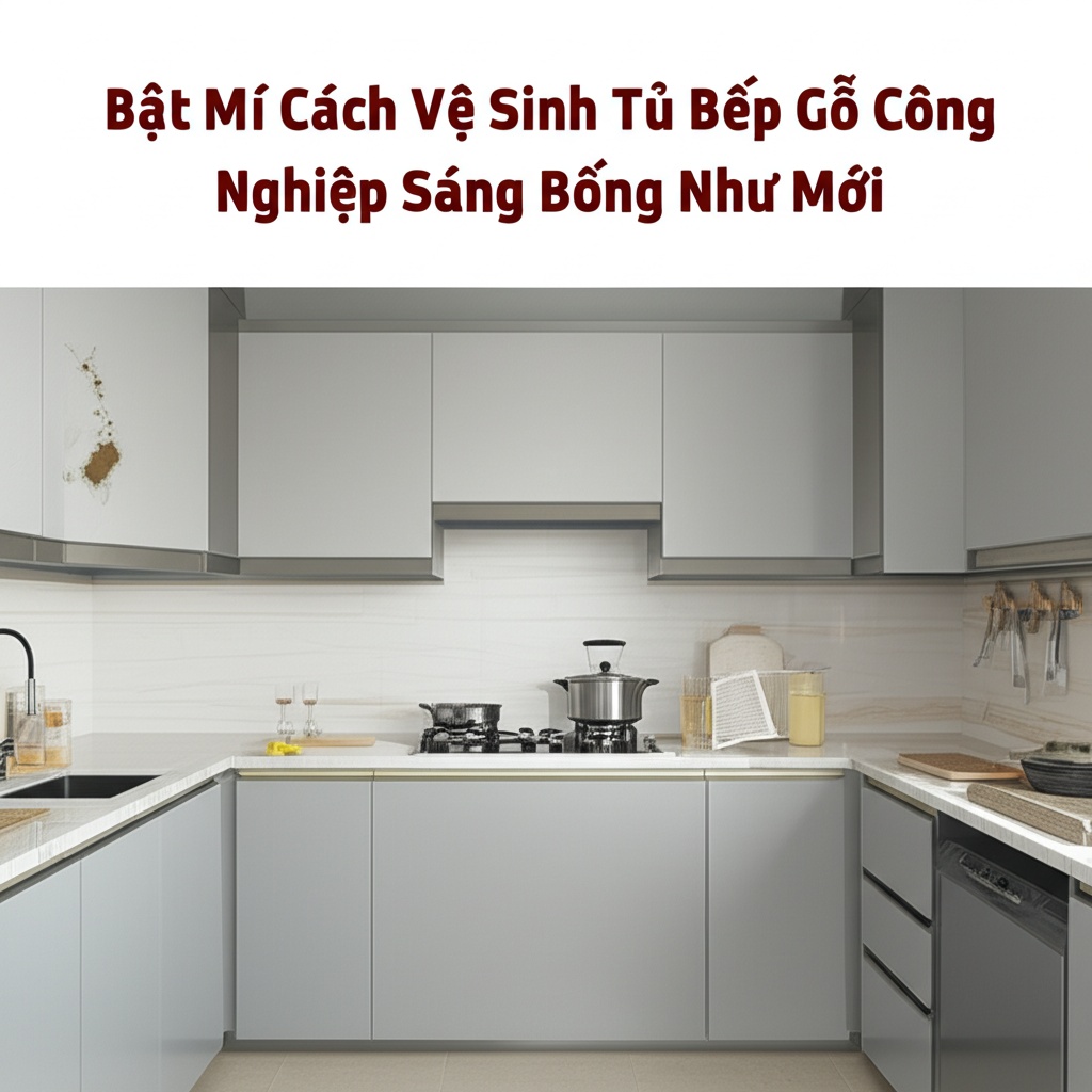 Hình minh họa cho bài viết: Bật Mí Cách Vệ Sinh Tủ Bếp Gỗ Công Nghiệp Sáng Bóng Như Mới