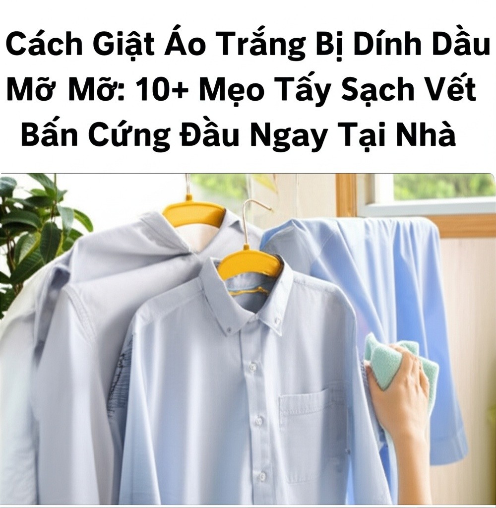 Hình minh họa cho bài viết: Cách Giặt Áo Trắng Bị Dính Dầu Mỡ: 10+ Mẹo Tẩy Sạch Vết Bẩn Cứng Đầu Ngay Tại Nhà