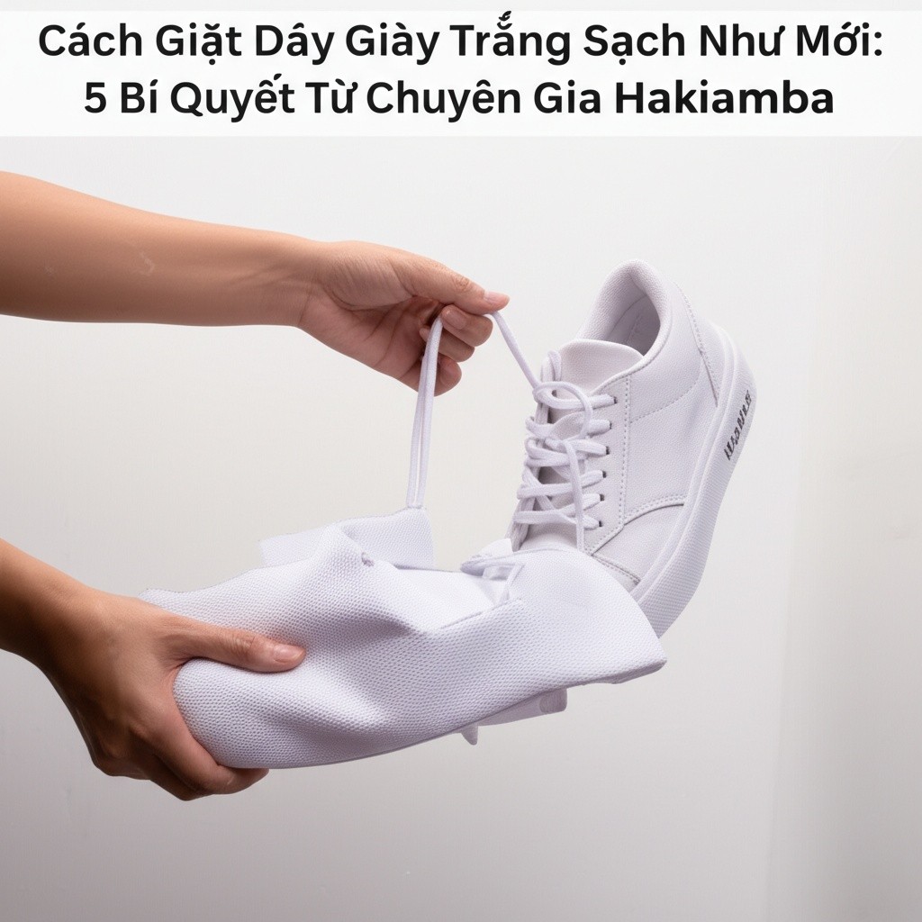Hình minh họa cho bài viết: Cách Giặt Dây Giày Trắng Sạch Như Mới: 5 Bí Quyết Từ Chuyên Gia Hakiamba