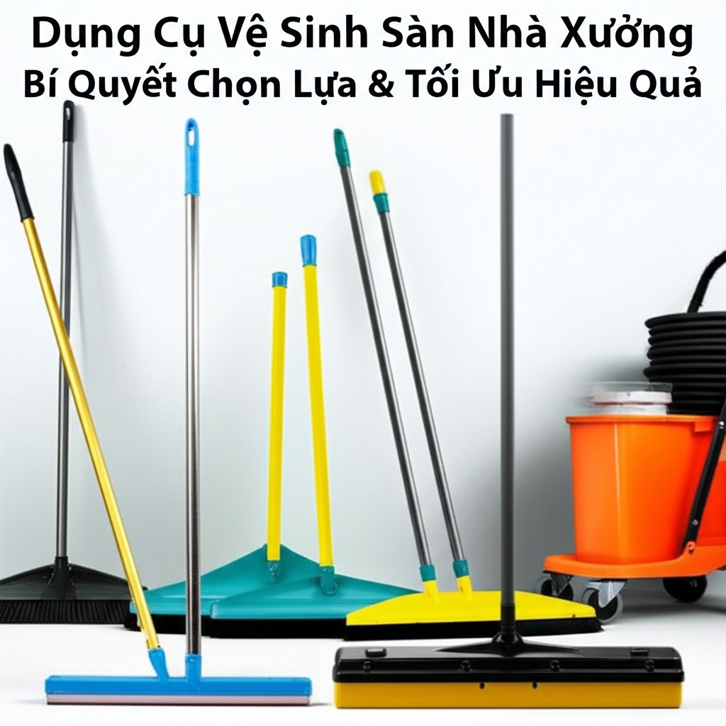 Hình minh họa cho bài viết: Dụng Cụ Vệ Sinh Sàn Nhà Xưởng: Bí Quyết Chọn Lựa & Tối Ưu Hiệu Quả